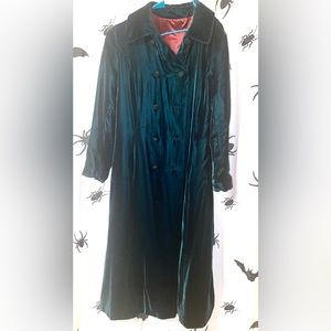 Int. Ladies Garment Workers Union floor length, size small, green velvet coat.